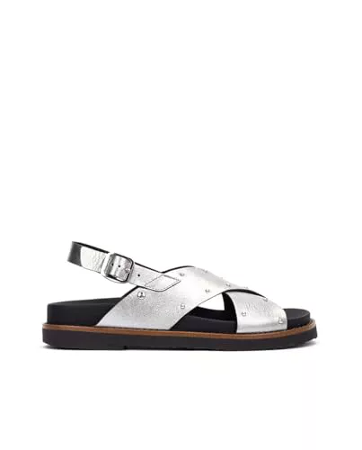Pikolinos Aitana Sandalias Planas Mujer | en Cuero | Suela Extraligera en color Gris