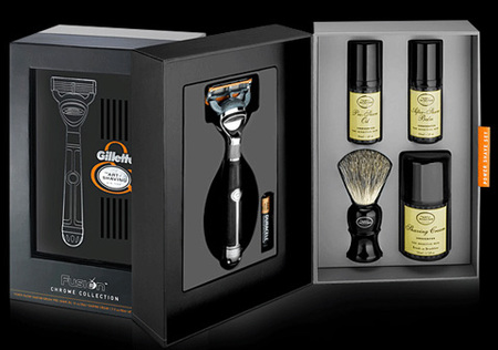 Fusion Chrome Collection Power Shave Set de Gillette, un afeitado con brocha