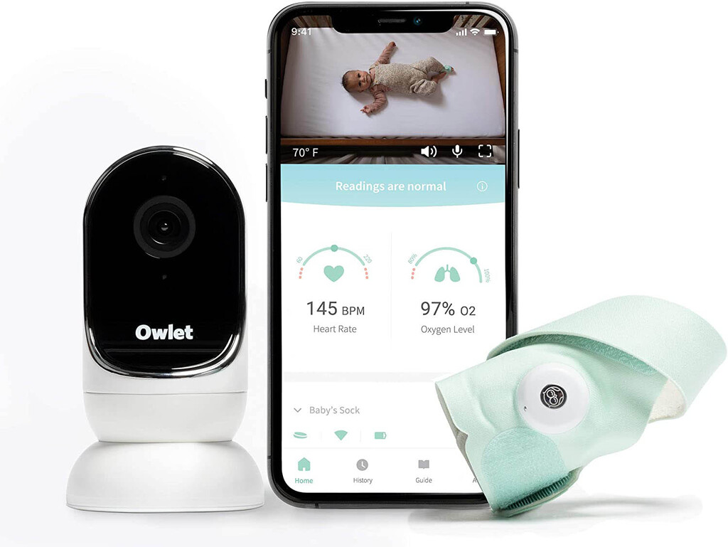Este calcetín conectado y cámara de vigilancia permiten conocer la frecuencia cardiaca o el oxigeno en sangre de los bebés en casa