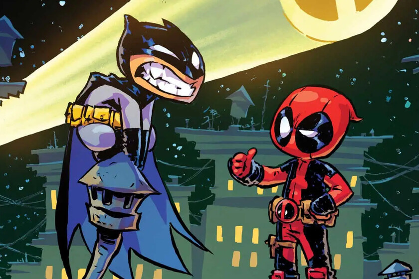 Batman and Deadpool standing together in a comic book panel