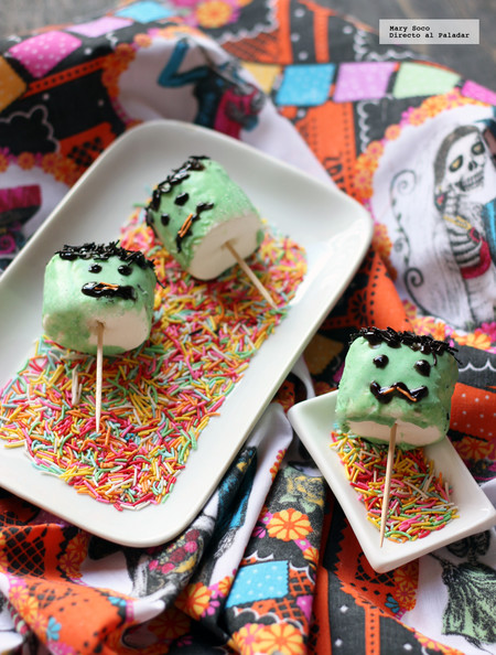 Frankensteins de malvavisco y chocolate. Receta