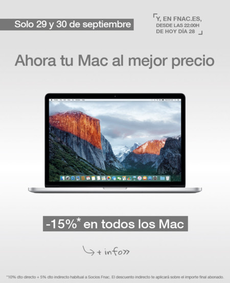 En Fnac 15% de descuento en todos los Mac hasta fin de mes
