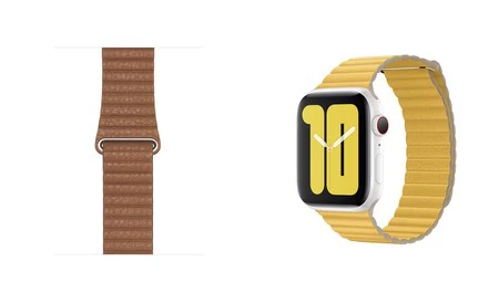 現在のレザーのループストラップ、溝が端まであります。