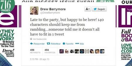 ¡Habemus nueva celeb-tuitera! Drew Barrymore se apunta a los 140 caracteres
