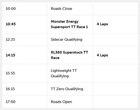 Horario Isla Man Martes 4 Junio
