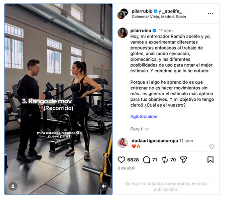 Entrenamiento Gluteos Entrenador Pilar Rubio