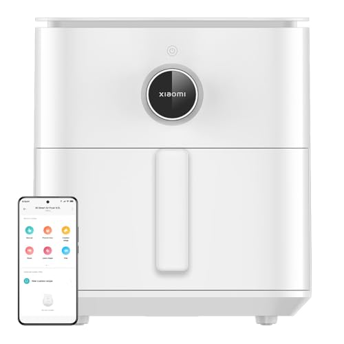 Xiaomi Smart Air Fryer 6.5L - Freidora de aire 6.5L, 1800W, +100 recetas, pantalla OLED, temperatura regulable 40°C-220°C °, Cocción uniforme 360°, blanco (Versión ES)