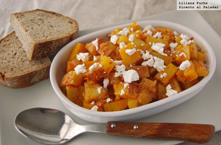 Guarnición de patatas picantes con harissa. Receta