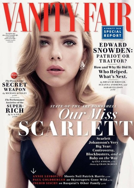 Scarlett Johansson luciendo pechamen en la revista Vanity Fair