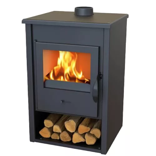 EIDER BIOMASA Estufa de Leña Minerva – 9,7 kW (máx. 12,44 kW) – Rendimiento 78% – hasta 240 m³ – Doble Combustión – Certificada CE