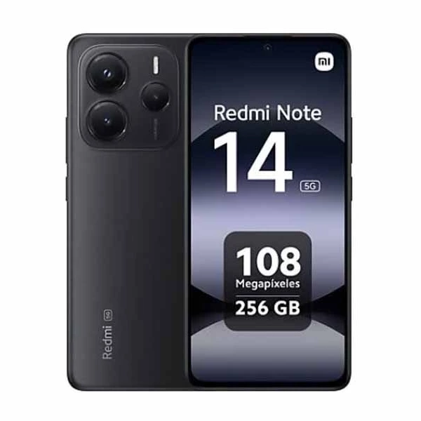 Móvil - Xiaomi Redmi Note 14 5G, Negro medianoche, 256 GB, 8 GB RAM, 6.67" AMOLED FHD+, MediaTek Dimensity 7025-Ultra, 5110 mAh
