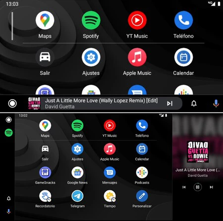 同じ Android Auto を 2 つの異なる画面密度で使用する
