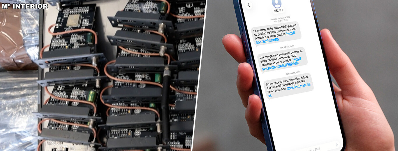 Una cafetería en Barcelona escondía 400.000 euros en material informático: se usaba para enviar millones de intentos de estafa por SMS