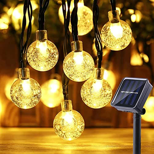 Moxled Guirnaldas Luces Exterior Solares, 11M 60 LED Guirnalda Luces Solar Impermeablet, 8 Modes Interior y Exterior Cadena de Luces Solar para Jardín, Patio, Fiesta (Blanco Calido)