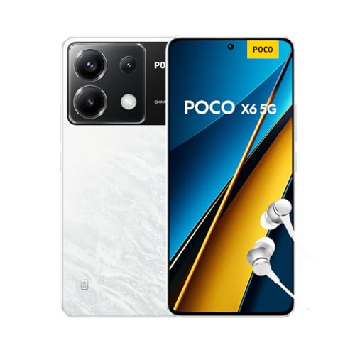 Poco X6 - Smartphone de 12+256GB, Pantalla AMOLED de 6.67” 120Hz 1.5K, Snapdragon 7s Gen 2, Triple cámara de hasta 64MP, 5000mAh, Blanco (Versión ES)