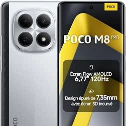  Teléfono Inteligente POCO M8 5G, NFC, Pantalla AMOLED FHD de 6.77 Pulgadas y 120 Hz, Snapdragon ® 6ª Gen 3, Cámara de 50MP, Batería de 5520mAh, IP65, Android 15, Almacenamiento Expandible
