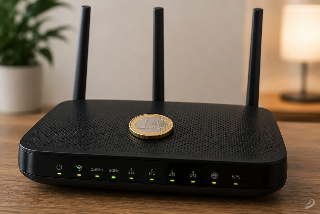 Moneda sobre un router