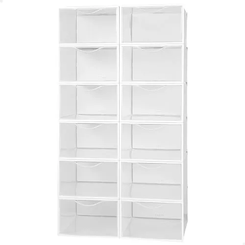 AKTIVE Max Home Cajas de zapatos plástico, Juego de 12 organizadores de almacenamiento