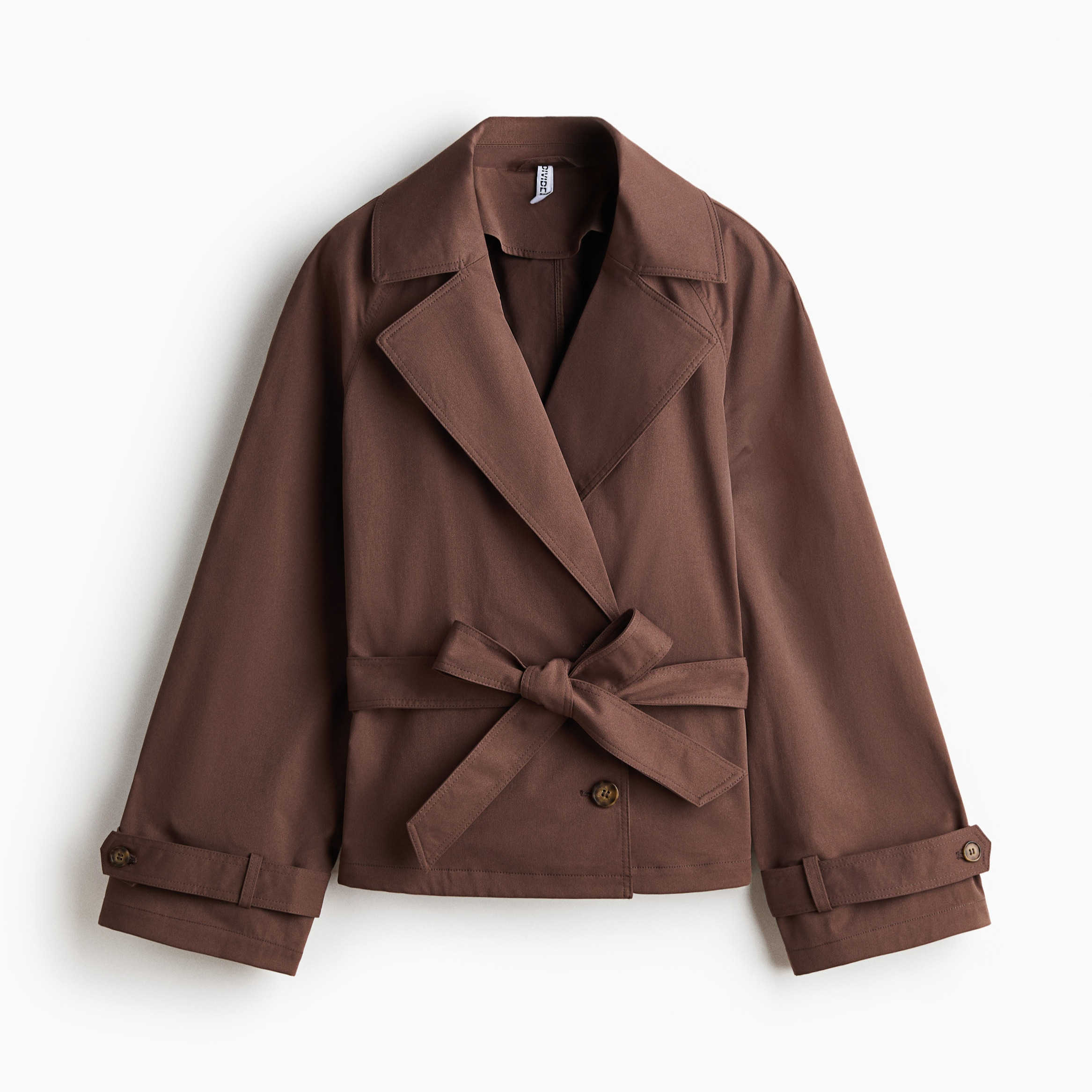 Gabardina corta con cinturón de anudar