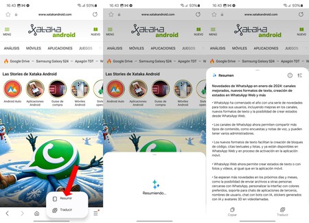 One Ui 6.1 resumen páginas web con IA