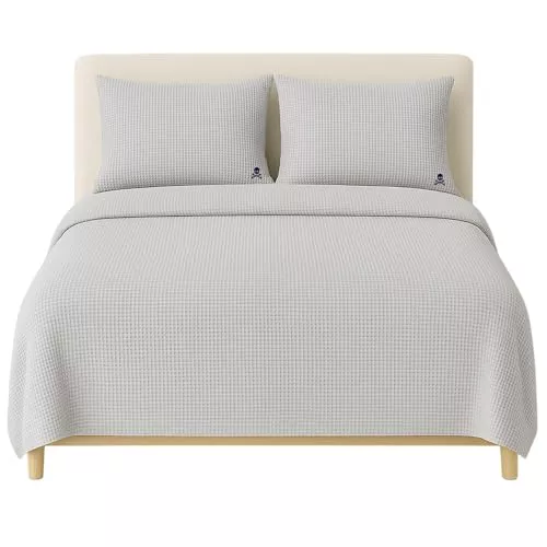 Scalpers - Juego de Cama Waffle de 3 Piezas - Funda Nórdica 260x240 + Funda Almohada (x2) 50x105-100% Algodón - 144GSM - Gris Waffle Cierre De Botones Haze