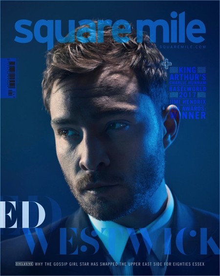 Ed Westwick con cara de chico malo en la portada de Square Mile