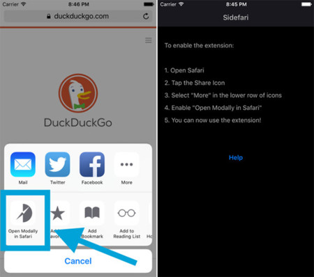 Sidefari llega al iPhone para puedas disfrutar de Safari en cualquier app