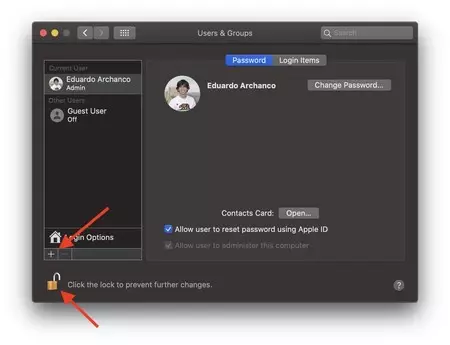 ユーザーとグループの南京錠
