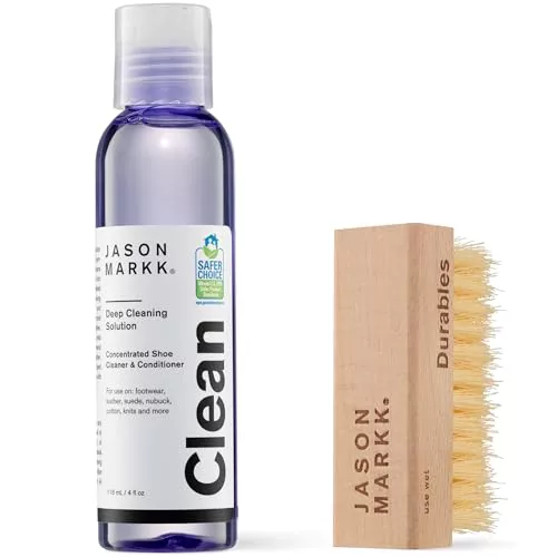 Jason Markk Essential Kit de Limpieza Zapatillas, Con Cepillo y Solución (118ml), Para zapatillas deportivas y zapatos de piel plena flor, goma y otros materiales