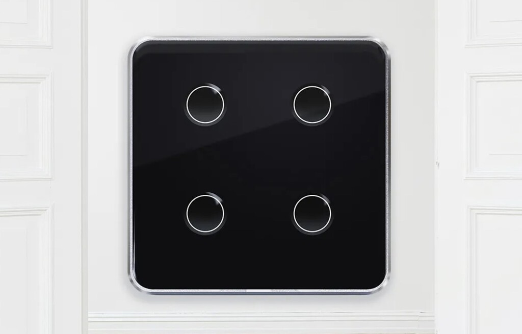 Este pulsador se empotra en la pared y se conecta al WiFi. Funciona con Matter para controlar a distancia cualquier luz de casa