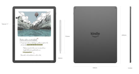 dimensões do kindle scribe