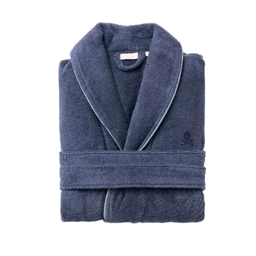 Albornoz L-XL 100% Algodón 360GSM Azul con ribetes grises Scalpers Home