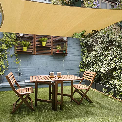 HAIKUS Toldo Vela Rectangular 3x4 m, Vela de Sombra 4x3 m HDPE, Transpirable, Resistente, 98% Protección Rayos UV para Exterior, Jardín, Terrazas (Arena)