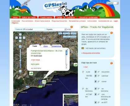 GPSies, siguiendo las rutas obtenidas mediante GPS