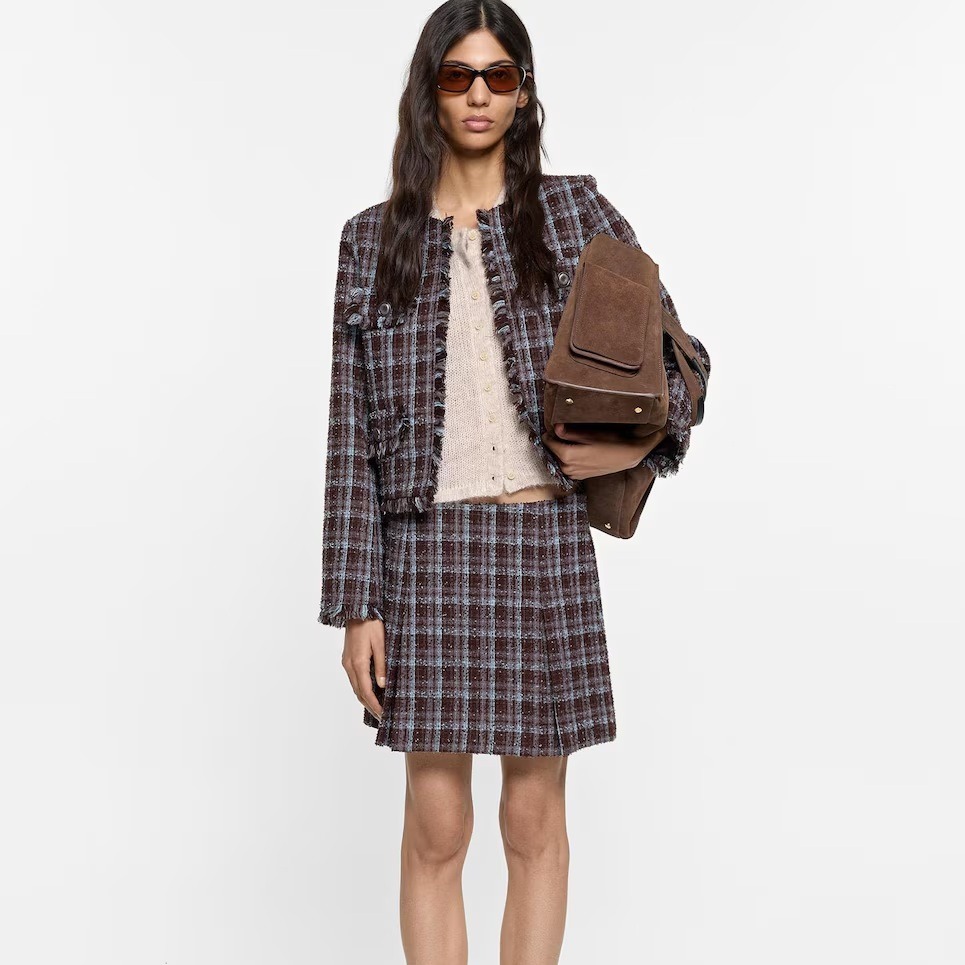 Blazer de mujer con textura y estampado de cuadros - Parfois - Multicolor

