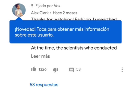 YouTube para Android añade tarjetas con información sobre los comentaristas
