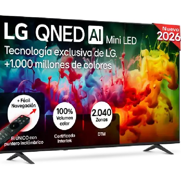 TV QNED Mini LED 75" - LG 75QNED72B6A, UHD 4K, Procesador Inteligente α7 AI Processor 4K Gen9, Smart TV, DVB-T2 (H.265)