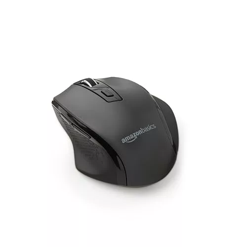 Amazon Basics Ratón inalámbrico ergonómico, DPI ajustable, negro