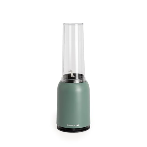 CREATE/MOI STUDIO/Batidora de vaso verde sage/Tritura y emulsiona, para smoothies y batidos, vaso 400 ml, individual, libre de BPA, portátil, cuchillas de acero inoxidable, 230W