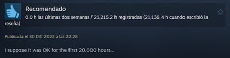 Despues De 21 136 Horas Con Un Solo Juego Este Usuario Reseno En Steam Creo Que Las Primeras 20 000 Horas Estuvieron Bien
