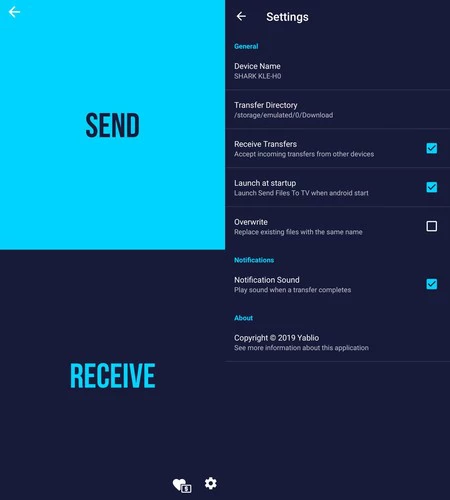 モバイルでの「ファイルをテレビに送信」はどのように見えるか