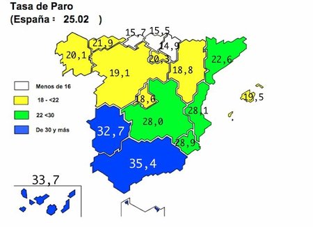 Mapa del paro EPA por autonomías: el mapa de la vergüenza política, económica y social