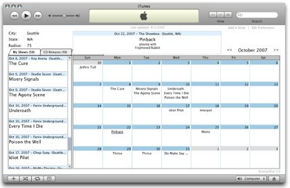 iConcertCal, calendario de conciertos y discos