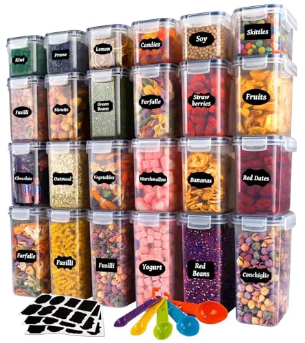 YOCOLE Juego de 24 tarros de almacenamiento con tapa