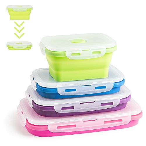 Virklyee 4 PCS Recipientes de Silicona Plegable