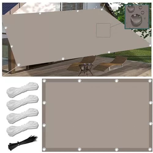 Toldo Vela de Sombra Rectangular 1.4x2M Impermeable Toldos Exterior Terraza Protección Rayos UV Resistente al Desgarro para Terraza Balcon Patio Exteriores Jardín con Ojales y Cuerdas de Fijación