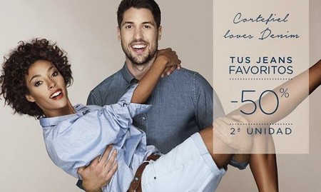 Segunda unidad de jeans a mitad de precio en Cortefiel