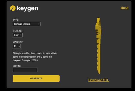 Generador de llaves como modelo stl imprimble