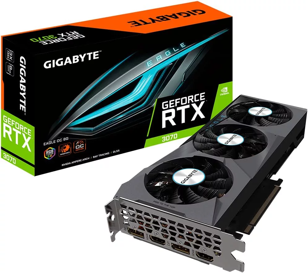 Gigabyte Technology GeForce RTX 3070 Eagle OC 8G (Rev. 2.0) NVIDIA 8 GB GDDR6 (no valido para MINERIA), Único