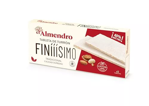 El Almendro, Turrón Finissimo Duro, Dulce Navideño, Turrón Tradicional de Navidad, Sin Gluten